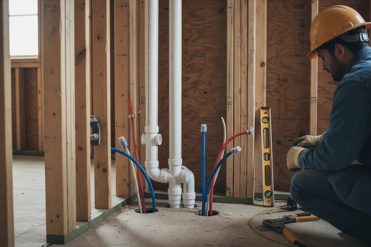 Drain and supply rough-in during Leak Detection in Desert Hot Springs